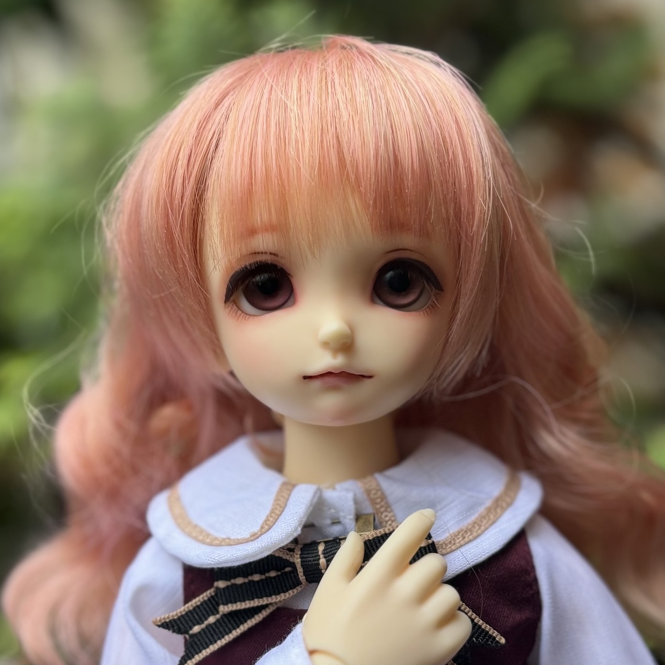 45cm BJD girl with pinkish hair and mauve eyes